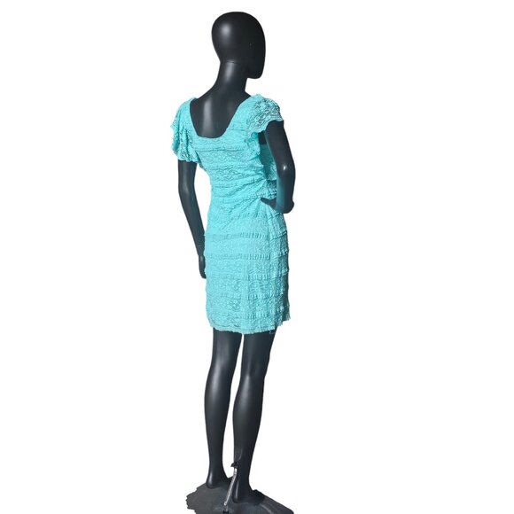 Turquois Lace Flutter Sleeve Bodycon Dress - Guess Los Angeles - Picture 5 of 7